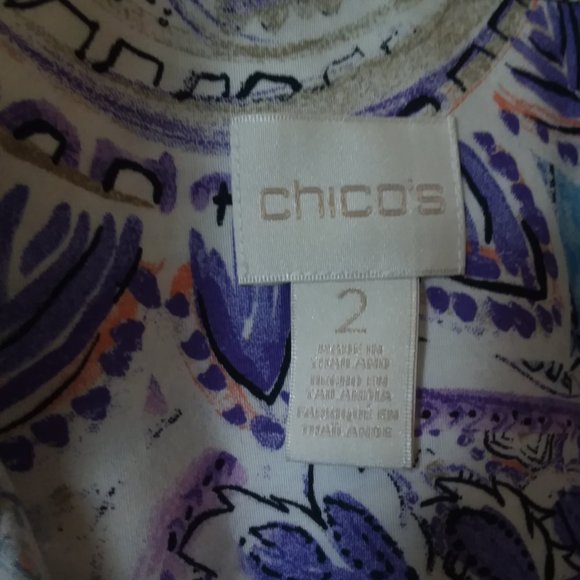 Chicos Paisley no-iron button down shirt ss L - Picture 4 of 6